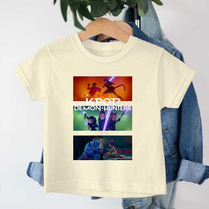 クロスボーダー KPop デーモンハンターデーモンハンターグループプリントコットン Tシャツ夏のファッション子供カジュアル半袖|undefined
