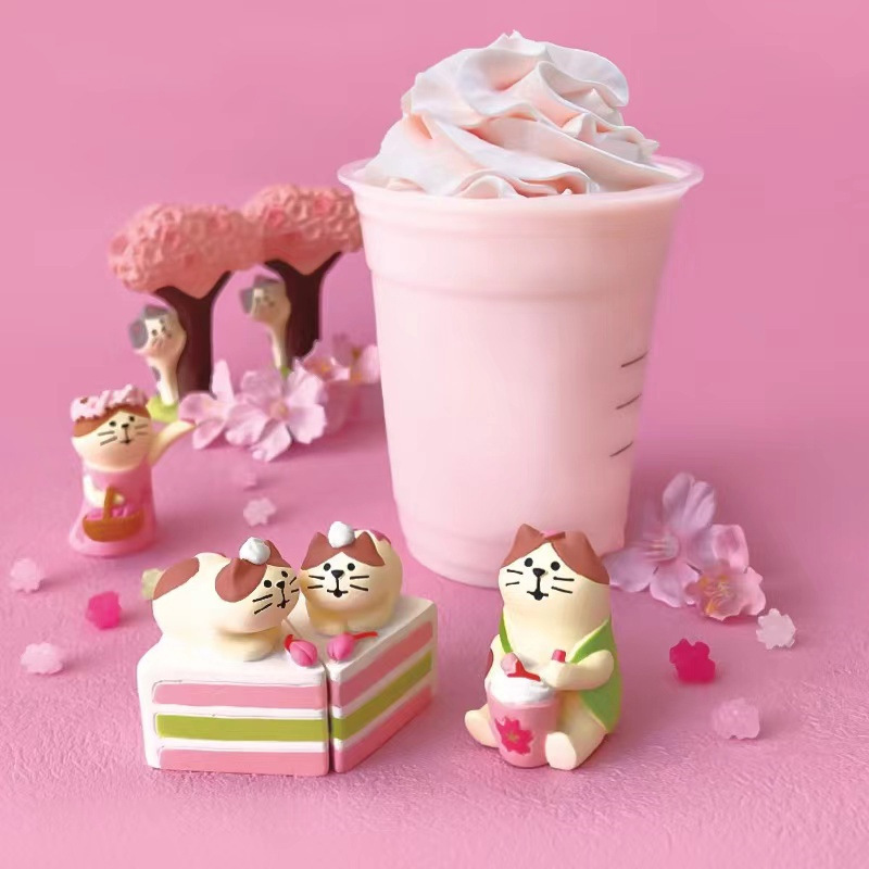 日本の猫の装飾品、桜祭り、トレンディなおもちゃの人形、ブラインドボックス、DIY制作アクセサリー、樹脂工芸品、小さな装飾品|undefined