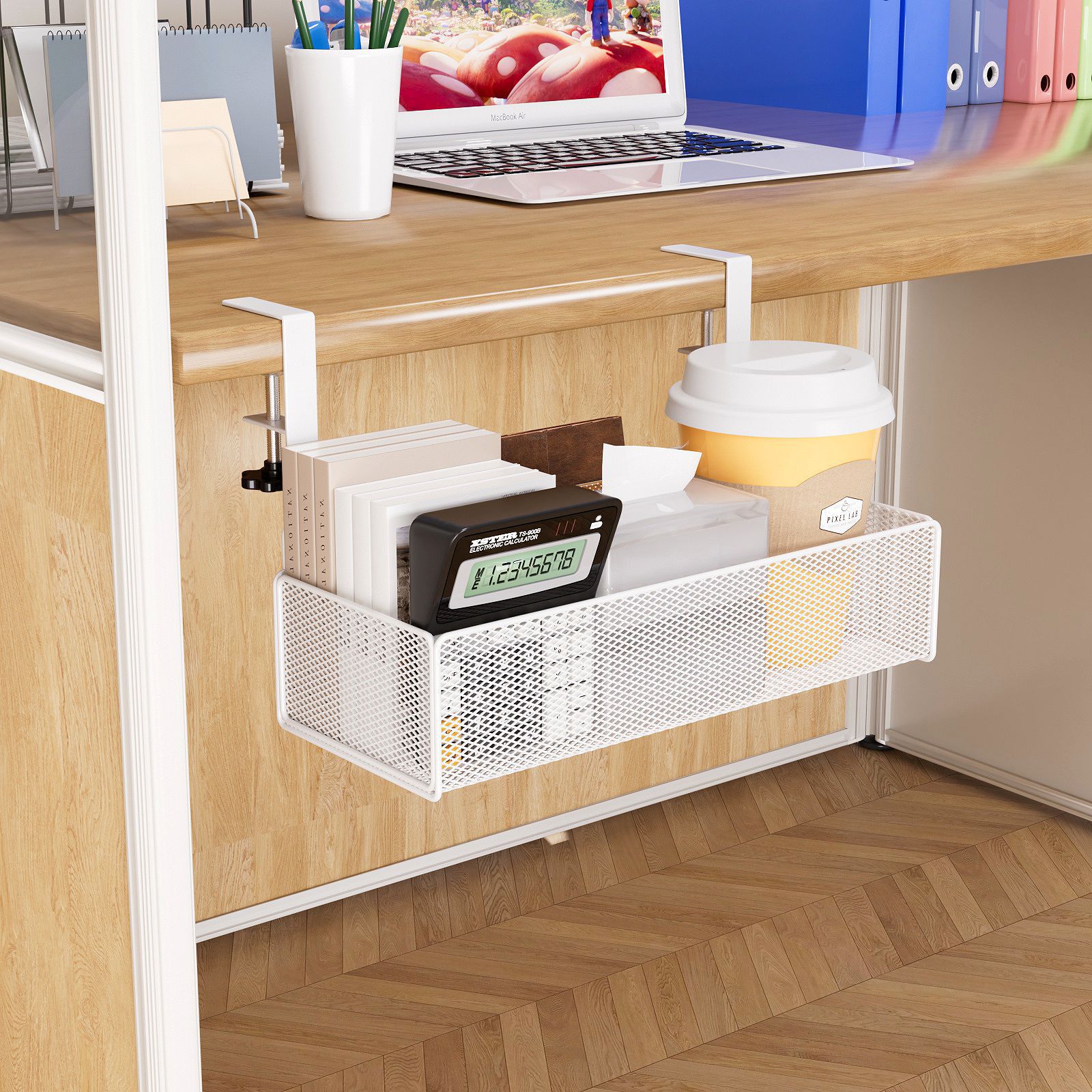 사무실 테이블 아래 스토리지 랙 매달려 바구니 아티팩트 데스크 마무리 침실 파티션 테이블 테이블 하단 스테이션 교수형 바구니 상자