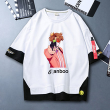 跨境亚马逊 游戏博主 Ranboo 衣服 假两件 短袖t恤男 dream smp