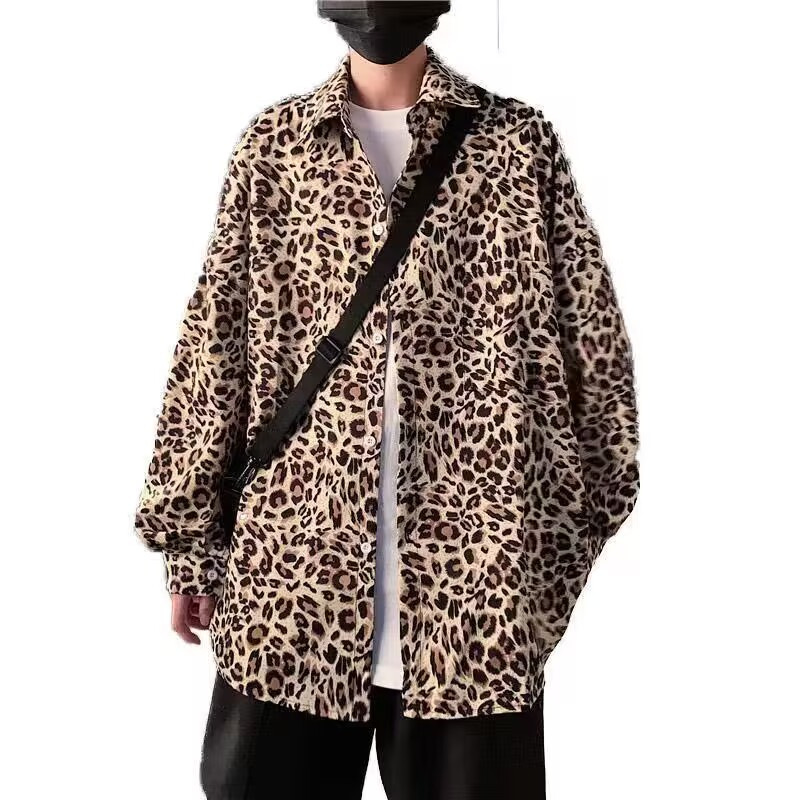 Autumn New Stylish Unique Leopard Print Long-Sleeve Shirt for Men and Women, Fashionable Top, Niche Design Jacket Trend