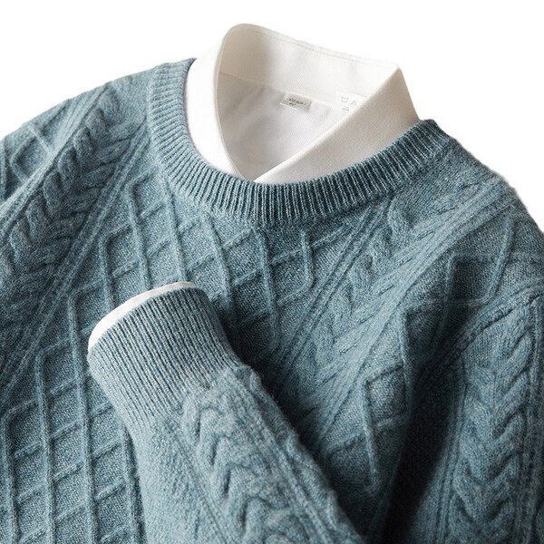 Men's winter woolen base body-friendly casual knitted sweater with a…
