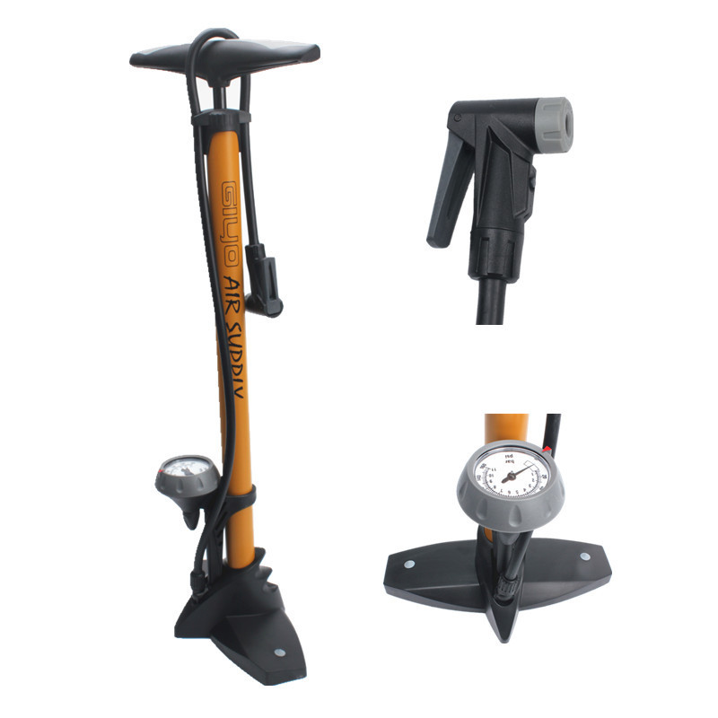 Giyo bicicleta bomba piso tipo 55p boca inteligente tubo suave con manómetro de aire inflador herramienta reparación