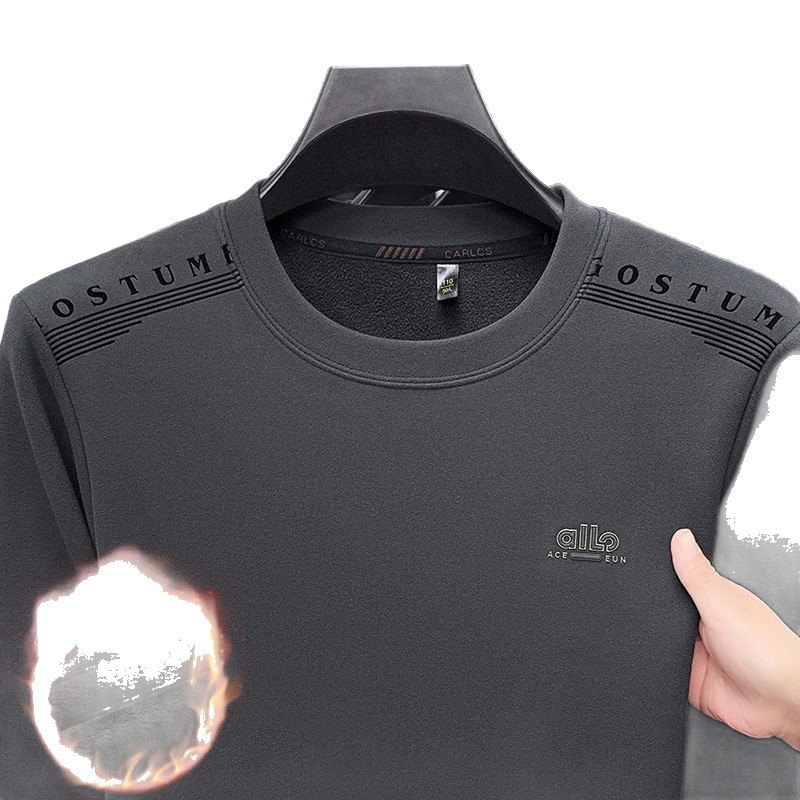 Áo sweatshirt nam cổ tròn dài tay, nỉ lông cừu dày dặn, form rộng thoải mái — Xanh trên