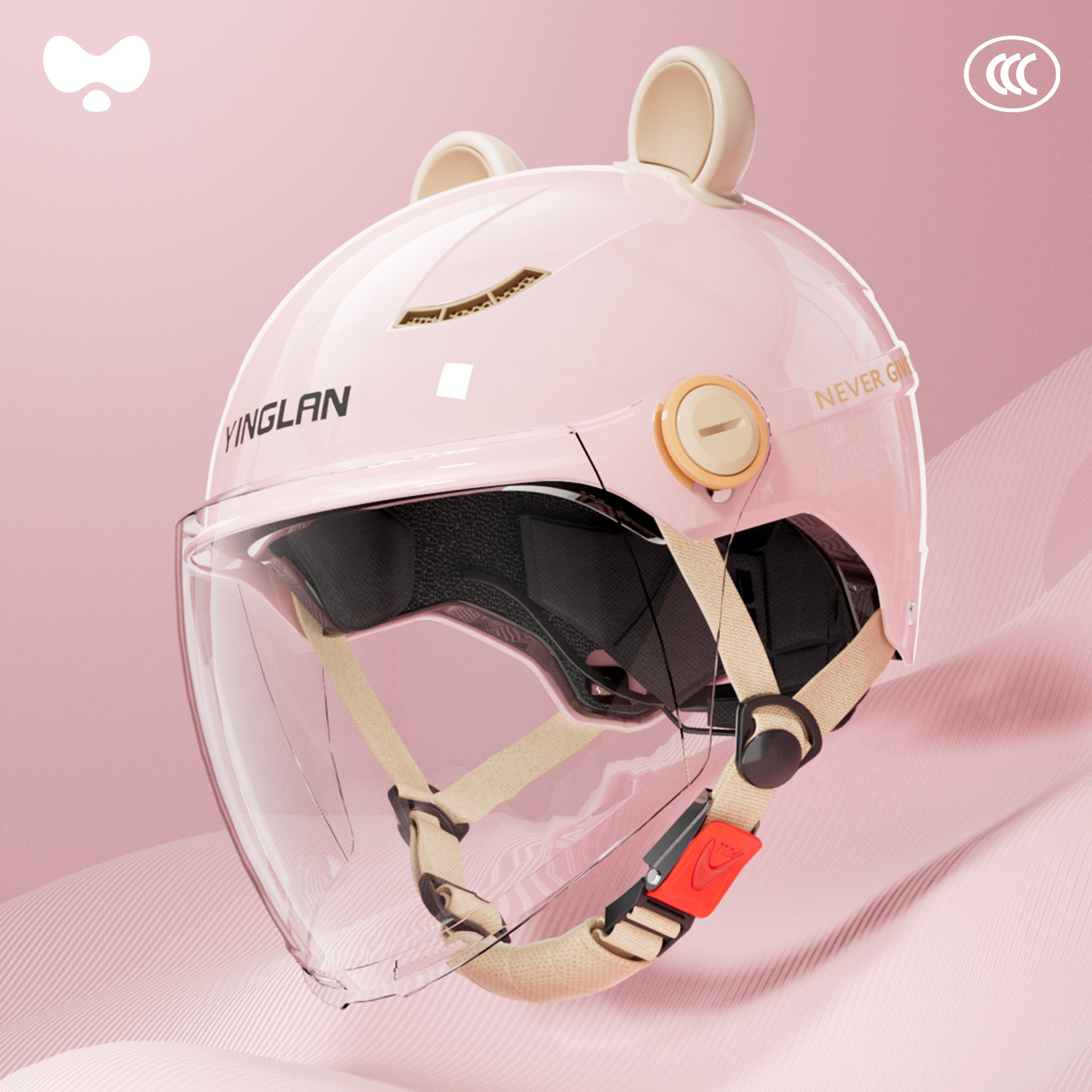 Motosiklet kaskı (dəbilqə) | Universal Cute Winter Warm - 3c-cherry-blossom-pink-hd-long-mirror-class-a-new-national-standard