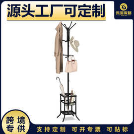 亚马逊跨境简易铁艺落地衣帽架挂衣架衣服挂架伞架多功能衣帽架