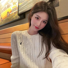 【原版原标可扫码】RL拉夫劳伦针织圆领长袖毛衣小马标刺绣麻花女