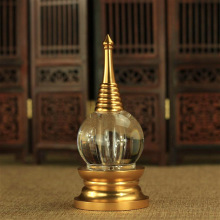 藏传法器合金水晶佛塔舍利塔装甘露丸舍利子高11.5cm用品