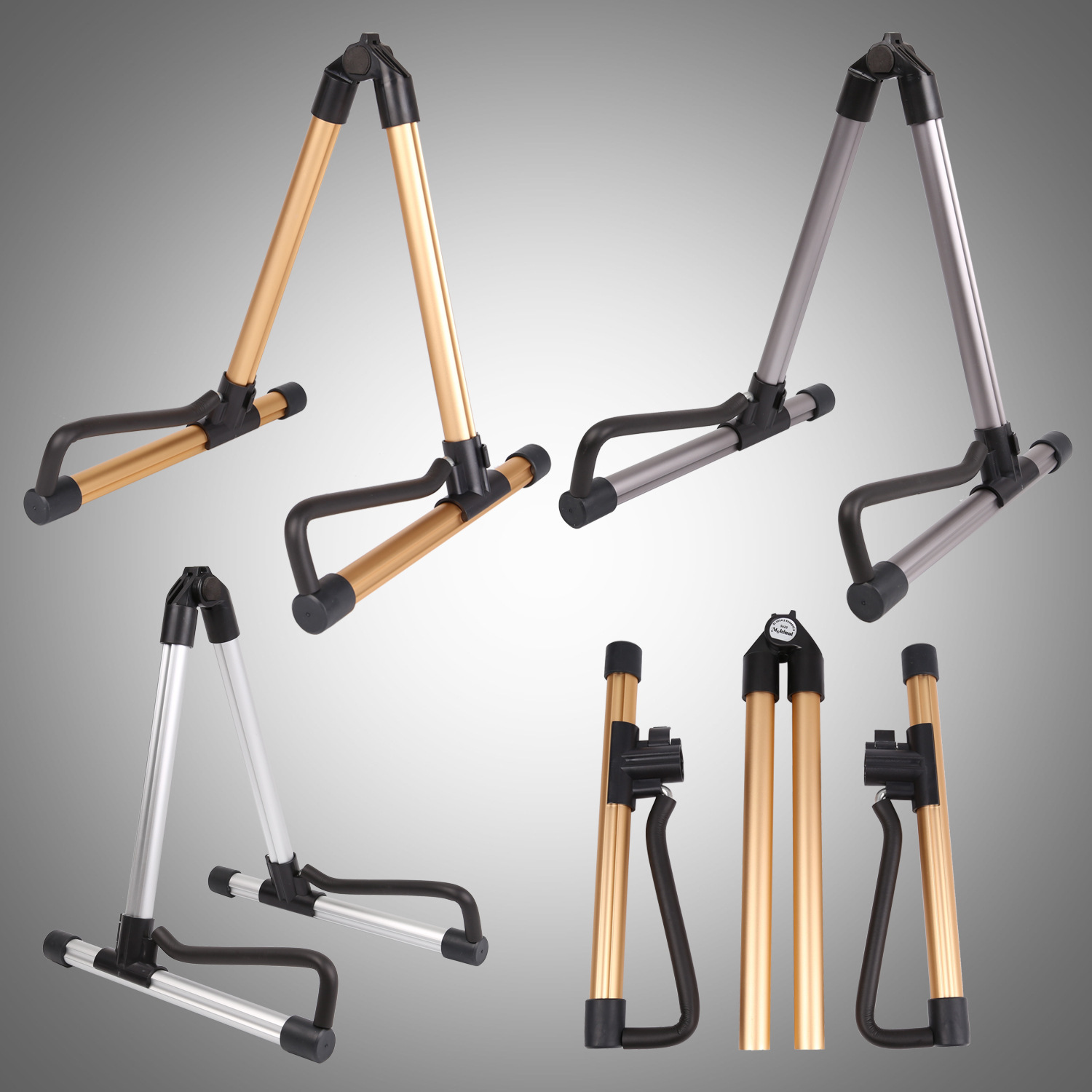 Soporte de guitarra acústica folk de aleación de aluminio Soporte de guitarra eléctrica de guitarra clásica Soporte de bajo portátil vertical plegable Soporte de piano Zhongruan