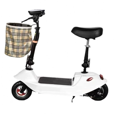 Mini Electric Scooter with Battery, Small Foldable Electric Scooter for Commuting (Qatlanan elektrik skuterlər) - white-24v8a-battery-10-13km-brushed-motor