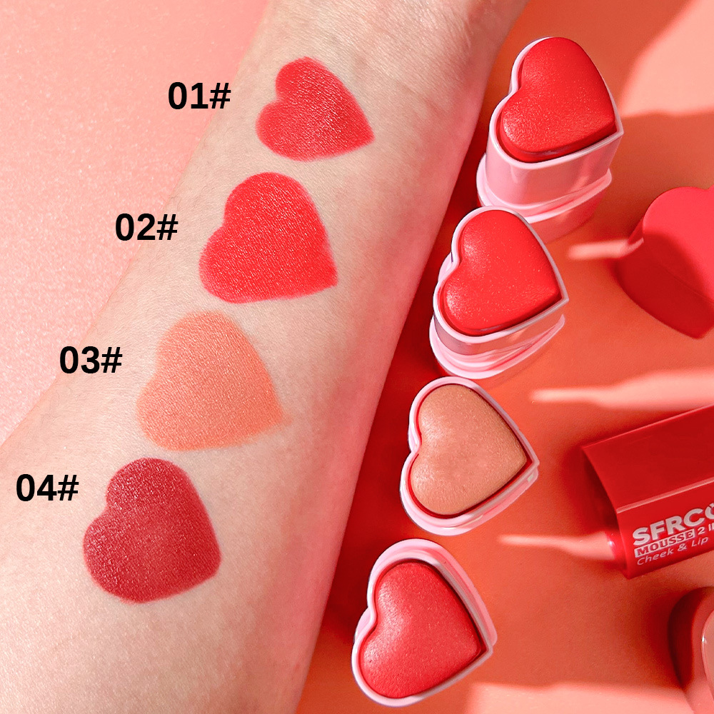 s.f.r color transfronterizo para maquillaje de color universal de color natural en forma de corazón lipstick blush ruby image 3