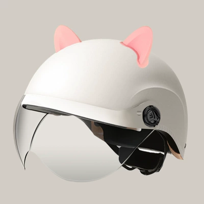 Motosiklet kaskı (dəbilqə) | helmet - summer-helmet-frosted-white-summer-helmet-transparent-mirror-accessories-rabbit-ears-pink-one-size-fits-all