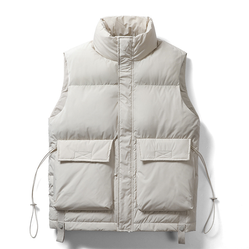 Men's down Vest 2026 Winter Solid Color Duck down Stand Collar Vest Youth Korean Style Workwear Sleeveless down Jacket