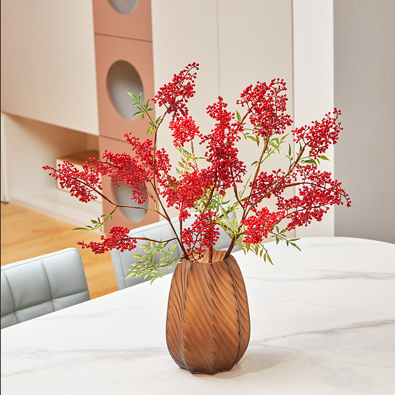 仿真浆果南天竹果枝轻奢假花软装花艺师造景绿植植物插花装饰摆件