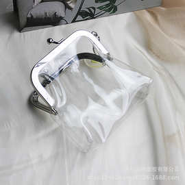 定制女士透明PVC夹式零钱包 小件美妆口红便携收纳EVA贝壳小包