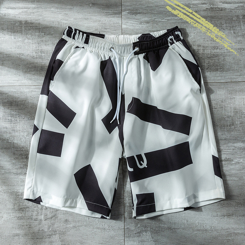 plus Size Men's Summer Breathable Polyester Casual Drawstring Beach Shorts Quick-Dry Geometric Print up to 7XL_voghion.com