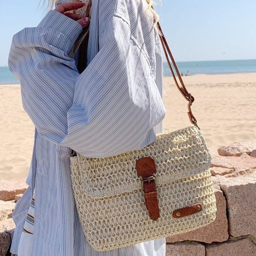 Luxury-Feeling Grass Weave Handmade Bag Grass Bag Summer New Bag Beach Bag Crossbody Bag Women's Small Bag