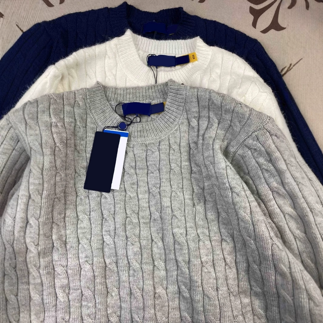 RL Rlaf Po логотип реальный топ женский свитер с вышивкой с круглым вырезом вязаный свитер мужской осень-зима теплая пара