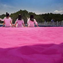海滩造景粉色彩砂 景区景点人工用粉色沙子 网红沙 无尘染色沙