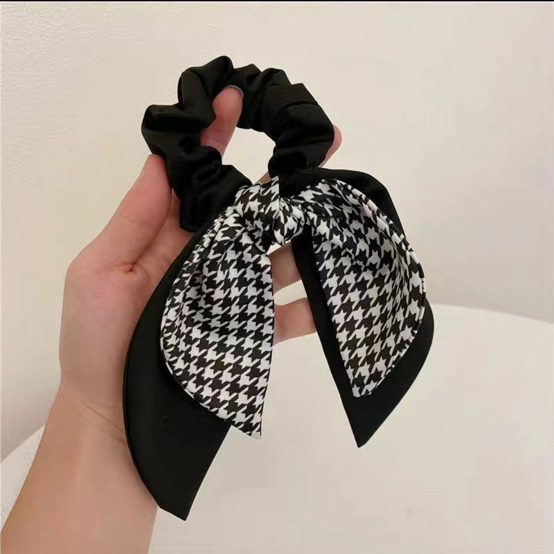 물떼새 격자 리본 머리끈