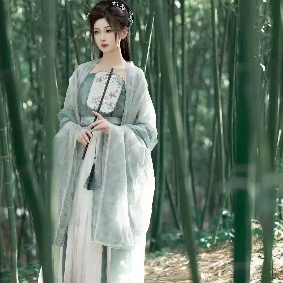 Династия Сун, двубортная длинная рубашка в древнем стиле династии Хань, весна, лето и осень 2024, цельная юбка длиной до талии, древний костюм, который можно носить ежедневно