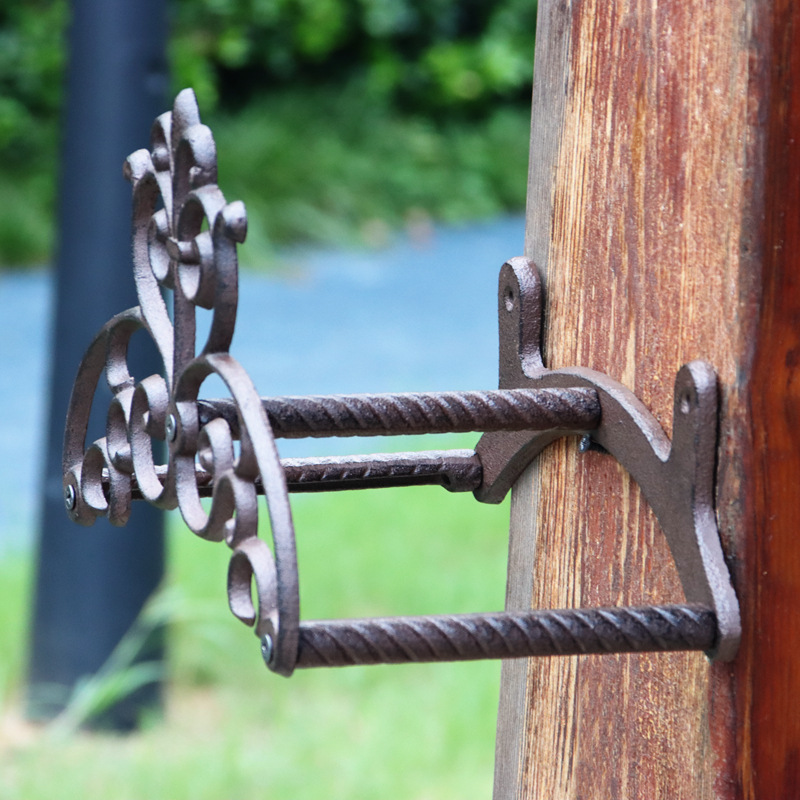 跨境北欧铸铁庭院田园复古创意浇水车架器卷管收纳水管绕管机壁挂