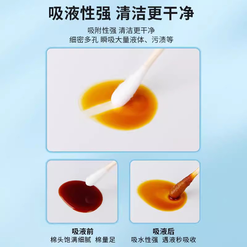 Hisopo de algodón médico de doble punta desinfectante desechable varilla de algodón no estéril con punta afilada y cabeza redonda para cosméticos