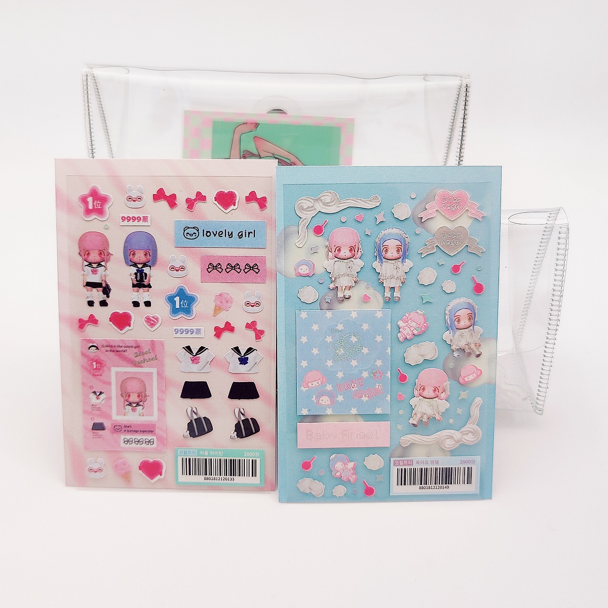 Cartoon Pattern Cute Style Han Guoping Modeling Girl Cute Sweet Asian Style Goo Card Stickers Wholesale Character Anime Girl Ins Style Star Chasing
