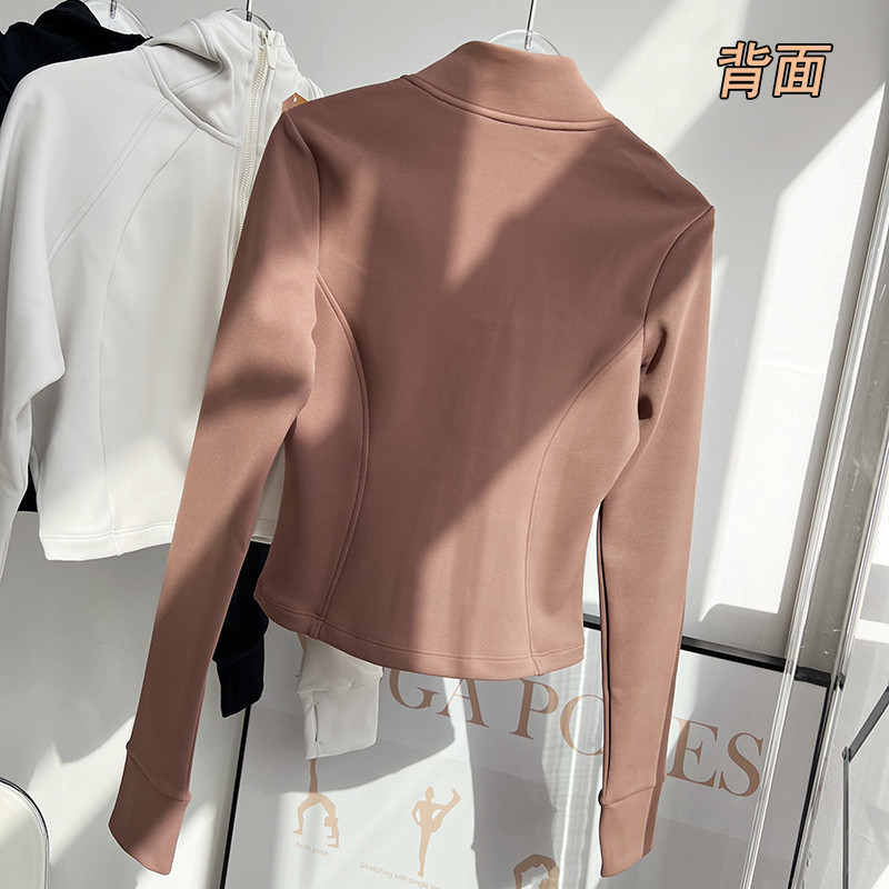 본인에게 좋은 물건입니다. 추천 벨벳 방풍 스탠드 칼라 요가 재킷, 따뜻하고 슬림한 스포츠 긴팔 가을과 겨울 피트니스 의류