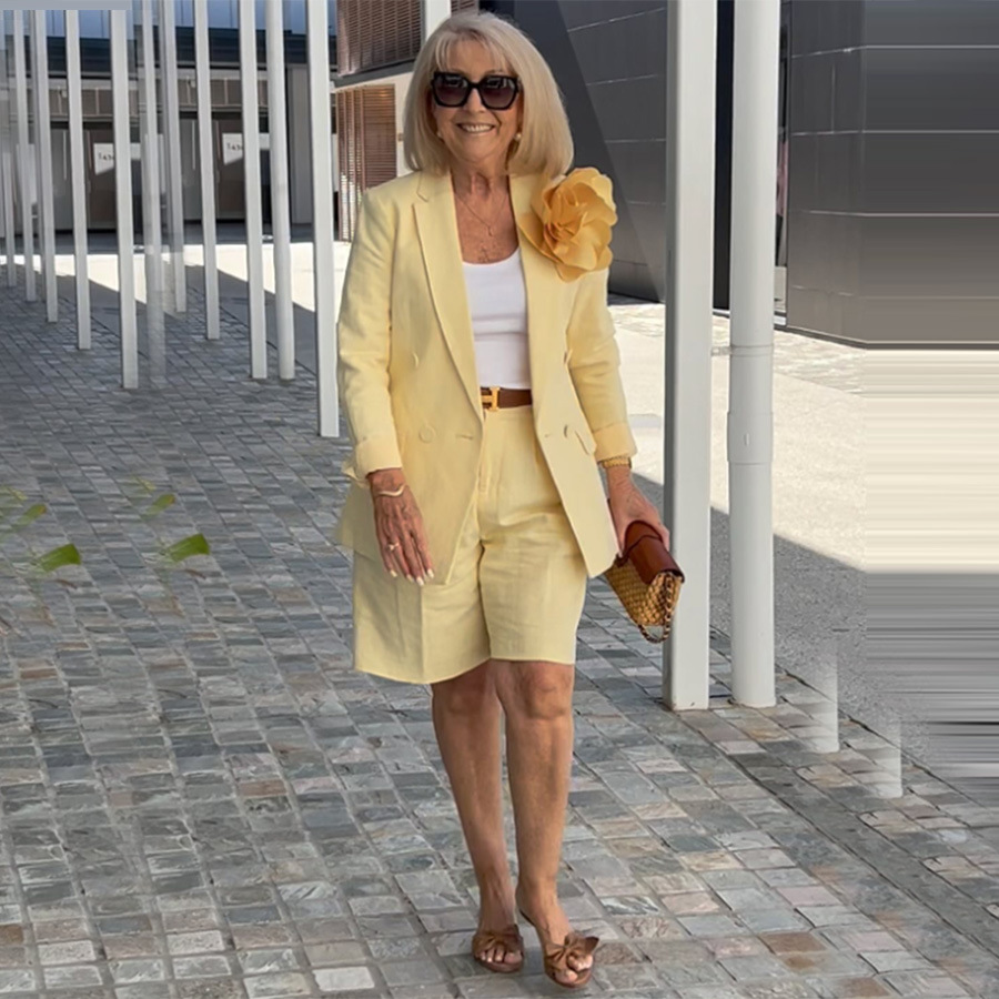 Amazon Explosions 2024 Summer New Cross-border Fashion Foreign Trade Women's Suit Collar Cardigan Shorts Two-piece Set