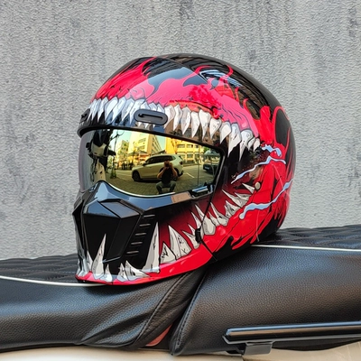 3C Certified Motorcycle Retro Helmet for, Motosiklet dəbilqələri - m-red-phantom-flame-gold-plated