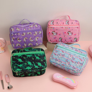 2023 New Cartoon Dinosaur Children's Portable Lunch Bag Kindergarten Unicorn Lunch Bag Student Picnic Ice Bag