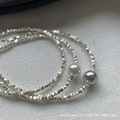 s925纯银碎银几两手链施家珍珠小众设计高级感碎银子手饰女可叠戴