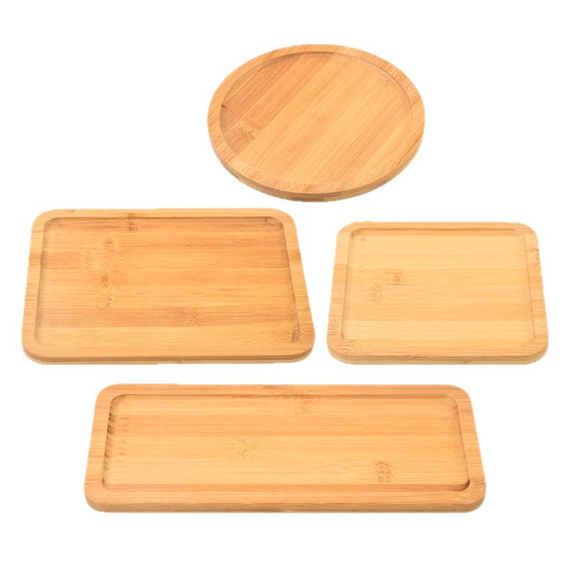 Bandejas de bambú rectangulares y redondas de estilo japonés para el hogar, bandejas para comida, bandejas para barbacoa de restaurante, bandejas de madera maciza, juegos de té comerciales.