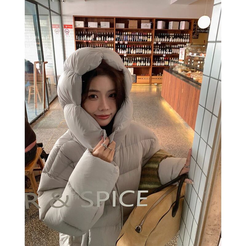 90 White Duck down Jacket Long Loose Thickened Rib Style 2025 Winter New Long Hooded Over-The-Knee Jacket for Women