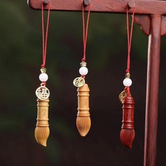 Green Sandalwood Carved Scholar's Pen Phone Charm, Jin Bang Ti Shan Student Exam Entrance Exam Gaokao Handheld Gift Wholesale