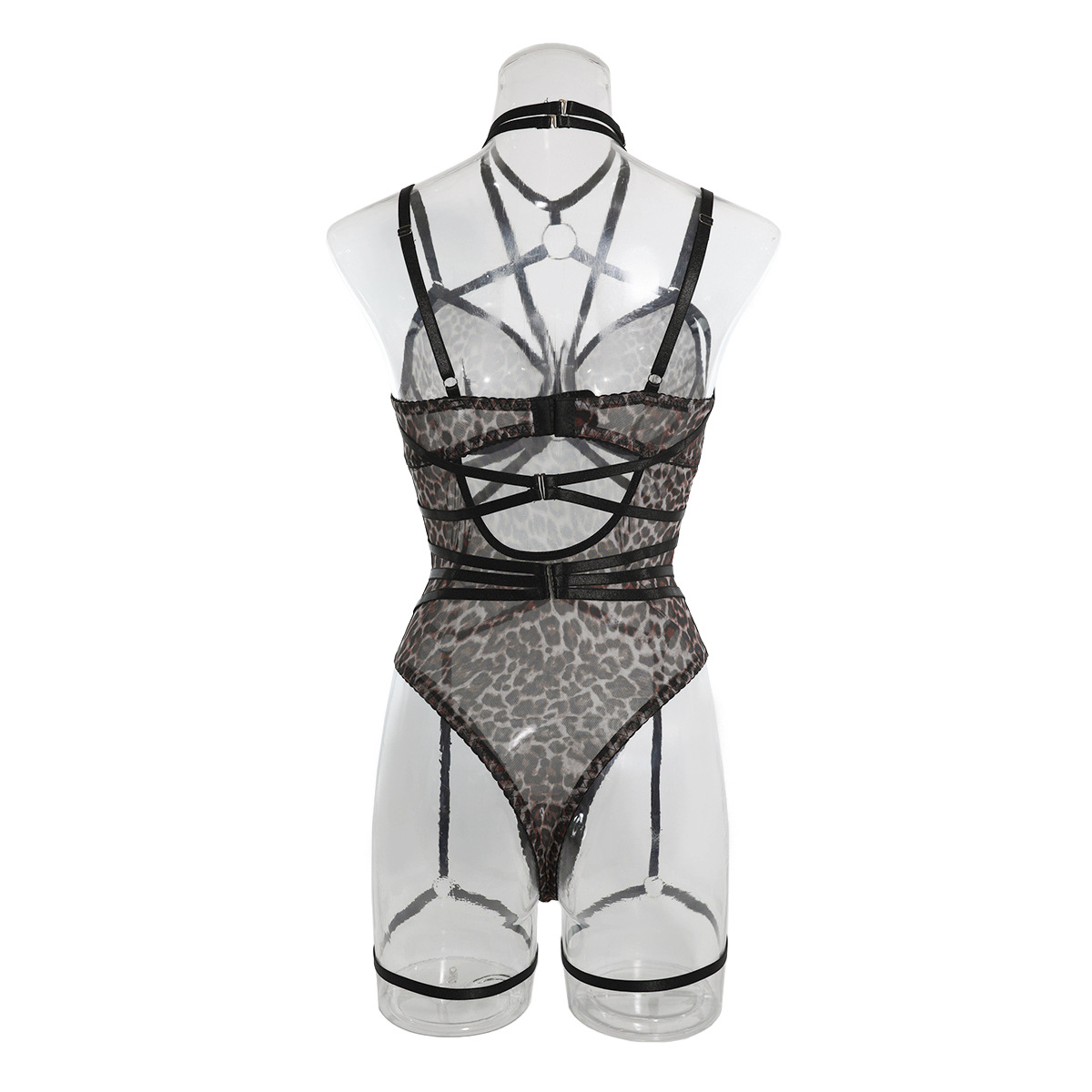 CHILLGIO Frauen Leopard Sexy Strappy Bodys Sommer Bodycon Kombination Catsuits Mode Retro Einteilige Enge Print Strampler – Detail 5