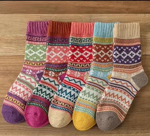 D 29478 Wool Knit Socks Ethnic Style �����Lë���m