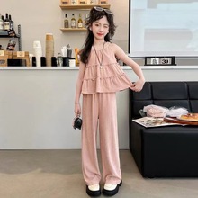 女童2024套装儿童夏装中大童洋气韩系圆领无袖时髦衣服两件套