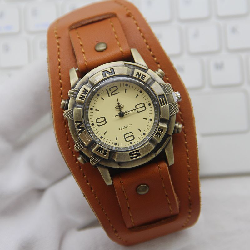 European and American Cross-Border Punk Large Dial Retro Watch Cool Versatile Fashion Men's and Women's Punk Hip-Hop Watch Quartz Watch