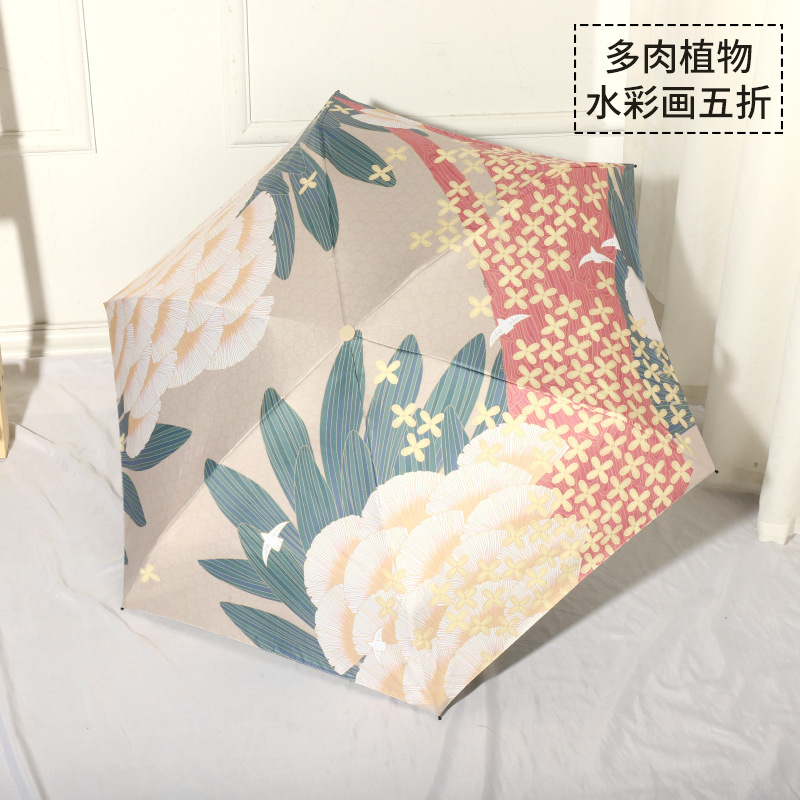 Sombrilla Plegable de Bolsillo con Vinilo Negro y Protección UV para Sol y Lluvia