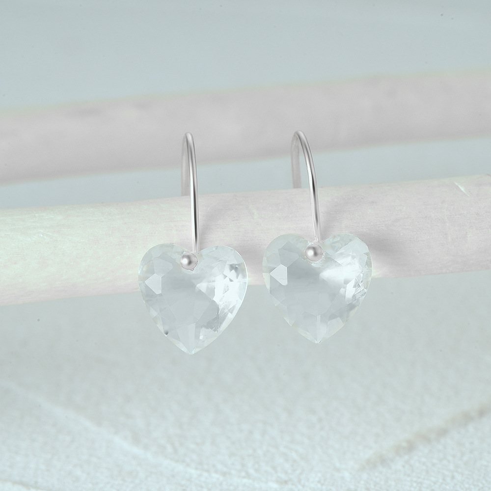 925 Sterling Silver Material 1 Pair 925 Sterling Silver Zircon Heart Shape Drop Earrings