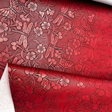 0.9mm新款PVC刮刀中国风复古蝴蝶蜻蜓纹箱包鞋材装饰皮革面料