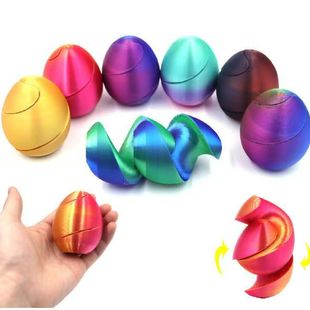 Cross-Border New Product 3D Printed Spiral Egg Pusher Rainbow Gradient Toy Easter Egg Creative Decompression Artifact