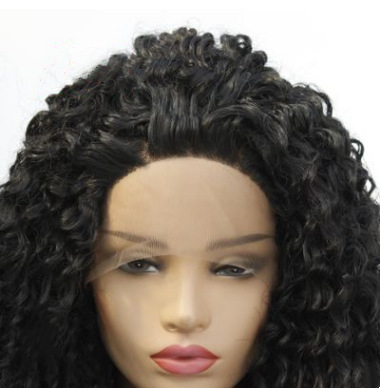 Europa y América pelucas de fibra química gradiente azul oscuro hombro corto recto frente encaje pelucas de fibra química LW0091