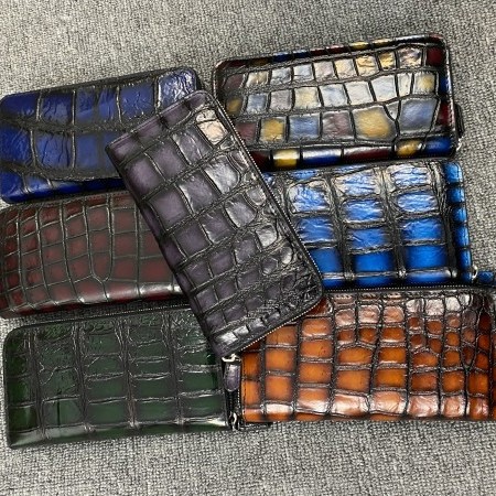 Directo de fábrica siameses cocodrilo pescado cuero bolso de los hombres billetera de moda bolso largo embrague Cartera de cuero