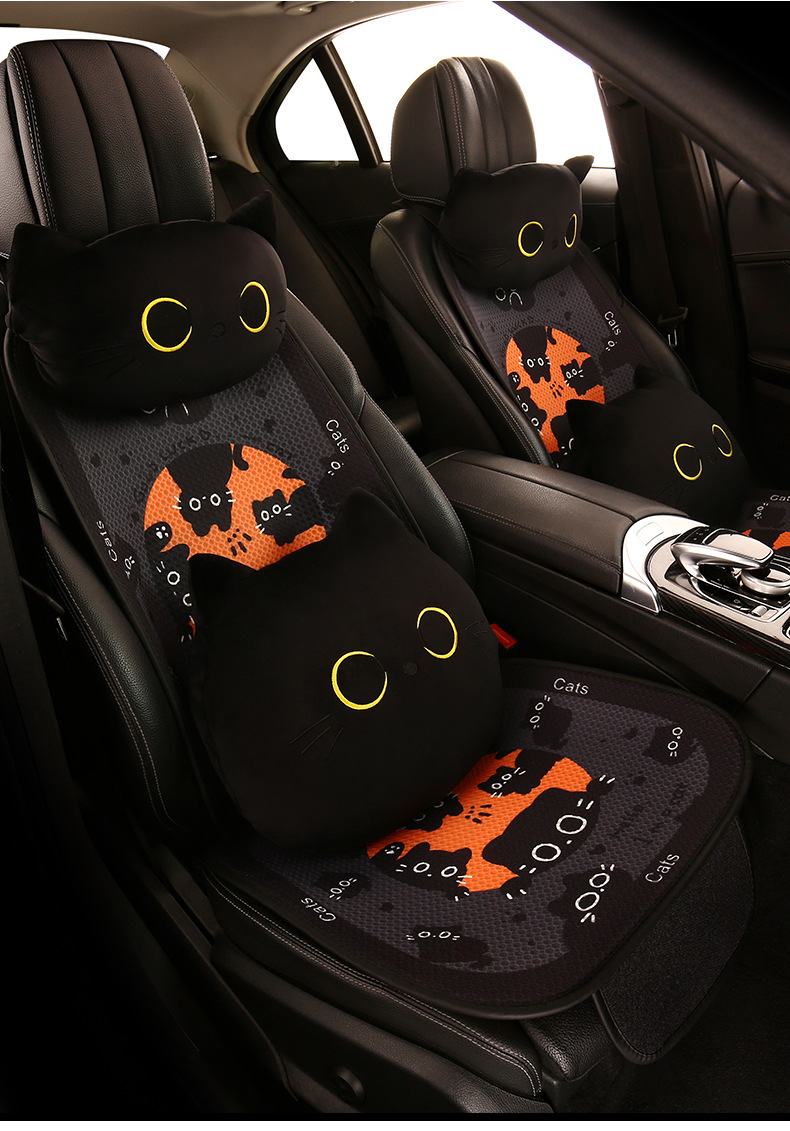 Cartoon cute women's four seasons universal breathable car cushion personalized Kitten Cat series Single piece cushion