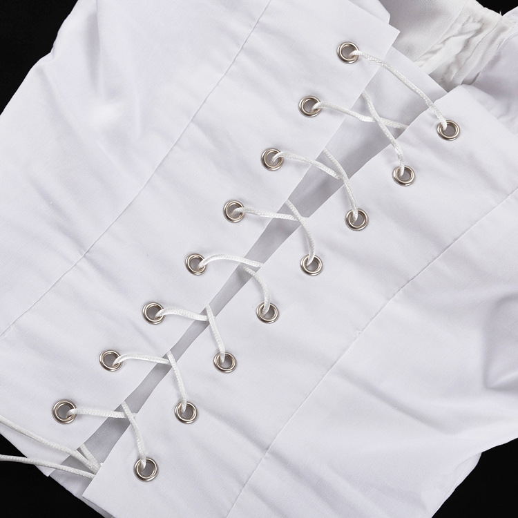 Sexy Draped Women Lantern Sleeve Tube Top Cinched Waist Lace up Top Pettiskirt Two Piece Sets