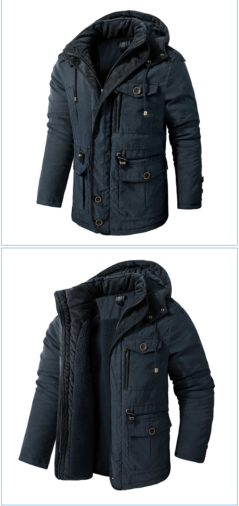 masculina, Parkas longo com capuz, casaco impermeável,