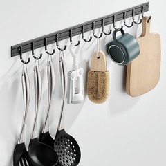 廚房掛鈎架免打孔置物架掛鈎粘鈎牆上壁掛廚具收納掛架鈎子一排勾